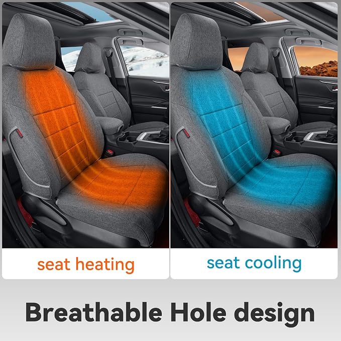 coverdream Corolla Cloth Seat Covers Full Set for 2020 2021 2022 Toyota Corolla L,LE,Fully Covered,UV Resistant Breathable Polyester Car Seat Protector,Fit Like A Glove (Gray) - Image 7