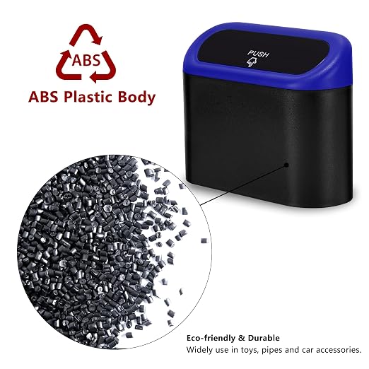 Ginsco Mini Car Trash Can with Lid, Small Car Garbage Can, Cute Leakproof ABS Car Trash Bin, Car Accessories for Interior, Garbage Bin for Car, Home, Office with 60pcs Trash Bags - Image 3