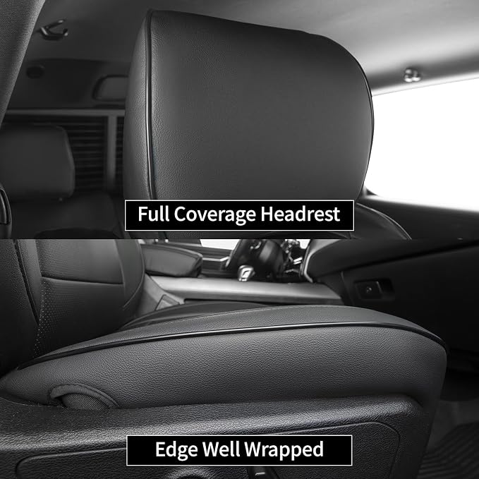 EKR Ram 1500 Seat Covers Custom Fit for (Crew Cab) RAM 1500 Laramie/Limited/Longhorn/Rebel 2019-2026 &Big Horn 2026,Waterproof Black Car Seat Cover for Trucks Full Set-Faux Leather (Black) - Image 6