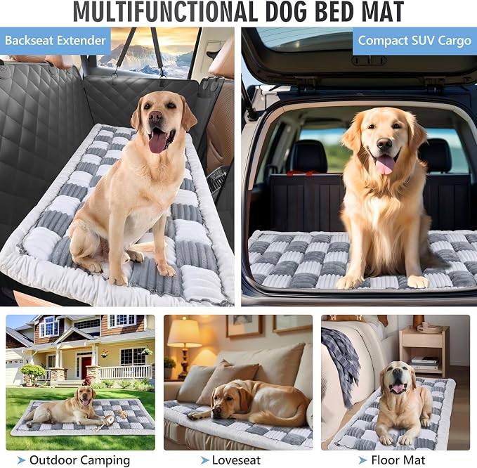 Dog Bed for Car Back Seat, Non-Slip Backseat Pet Mat Standard, 51''X23.5'' | Soft Blanket for Travel, Plaid Flannel, Quilted PP Cotton Filling, Non-Slip Backing, Machine Washable, Fit Backseat Extenders - Image 7