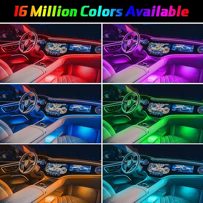 Car LED Lights Interior Light, 10 in 1 Car Ambient Lighting Kits with 315in Fiber Optic, APP Control, Car Accessories Multicolor RGB Neon Car LED Strip Lights with Music Sync Mode and DIY Mode - Image 3
