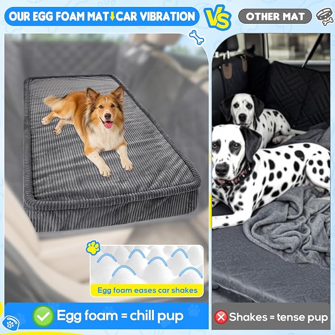 Loiion Dog Car Bed, Non-Slip Backseat Extender Pet Mat 50"x24.6"x4" | Removable, Washable Dog Bed With Waterproof Liner Protects Car Seats, Anti-Slip Travel Bed For Dogs - Image 3