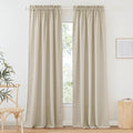 RYB HOME Sheer Curtains Linen Texture 95 inches Long for Living Room | Rod Pocket, Linen Blend Fabric, Privacy Protected, Boho Panels, Beige, W52 x L95, 2 Panels by RYBHOME