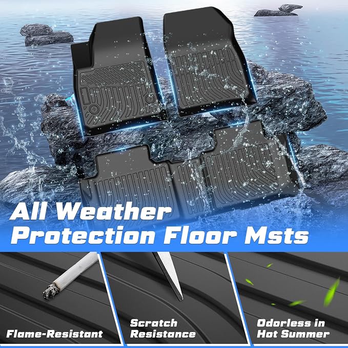 Sunsdrew Floor Mats for 2019-2026 Chevy Blazer/Cadillac XT5 (Not for EV)/for 2017-2023 GMC Acadia, All Weather Floor Liners Front Rear 2 Rows Car Mats Accessories TPE Rubber High Edge - Image 2
