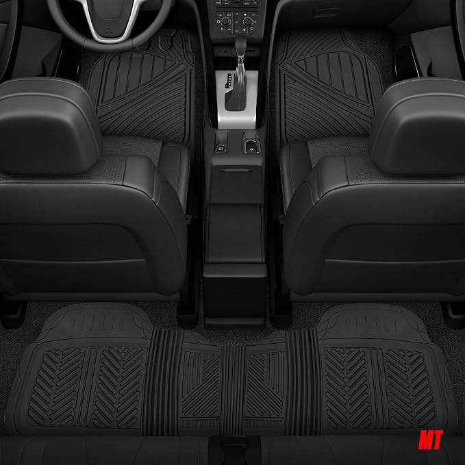 Motor Trend FlexTough Performance All Weather Rubber Car Mats with Cargo Liner - Full Set Front & Rear Floor Mats for Cars Truck SUV, Automotive Floor Mats (Black) - Image 9