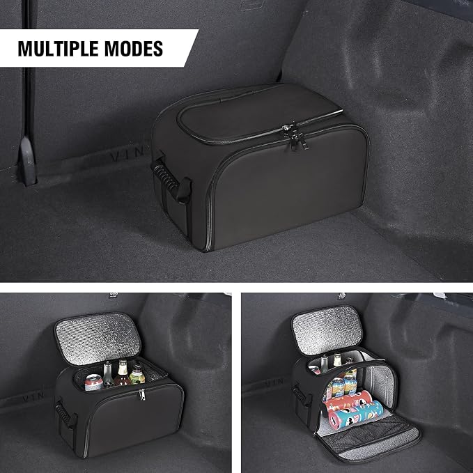 Foldable Car Insulated Storage Box, Portable Thermal Cooler Bag with Double Zipper & Sturdy Handle, Multi‑Purpose Car Seat Trunk Organizer for Drinks Snacks, Outdoor Picnic Camping Road Trips - Image 3