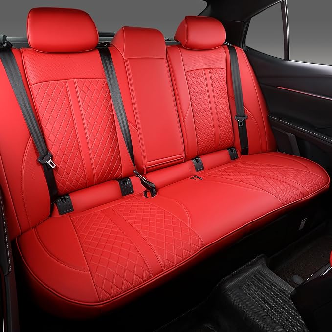 Custom Fit Camry Seat Covers for 2025 2026 Toyota Camry XLE XSE - Red | Waterproof Faux Leather Full Coverage, Car Seat Protectors Full Set with Armrest Covers, Airbag Compatible - Image 2