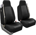 FH Group All Purpose Flat Cloth Car Seat Covers for Bucket Seats, 2 Piece Universal Fit, Washable Seat Covers for SUV, Sedan, Van - Front Set Black by FHGroup