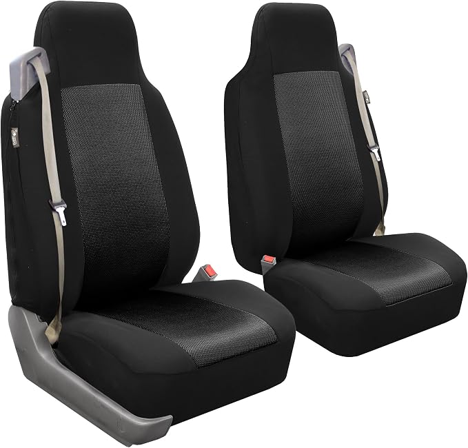 FH Group FH-FB302114 All Purpose Flat Cloth Car Seat Covers Solid Black Color with F11306 Vinyl Floor Mats- Fit Most Car, Truck, SUV, or Van - Image 2