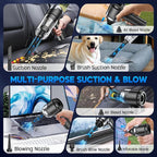 KMM Handheld Car Vacuum Cleaner, 10000PA Hand Held Vacuum & Air Duster | 120W High Power, Portable Cordless, Rechargeable with Multi-Nozzles & LED Light for Home, Car, Office - Image 4