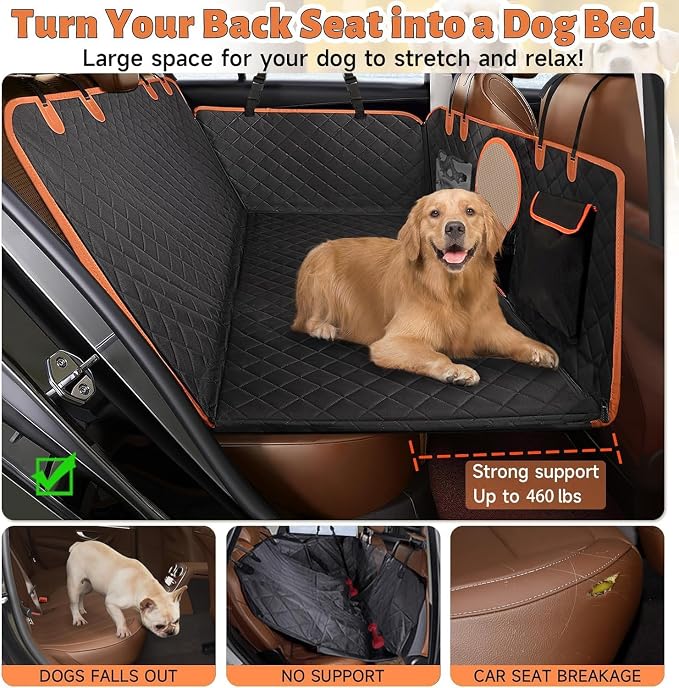 Hard Bottom Back Seat Extender for Dogs, Dog Car Seat Cover for Back Seat, Holds 420lbs, Durable Waterproof Pet Car Bed Dog Hammock for SUV/Car/Small Truck (Black) - Image 8