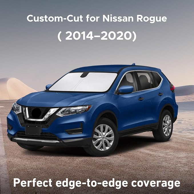EcoNour Windshield Sunshade Compatible for Nissan Rogue 2014-2018 2019 2020 | (NOT for Rogue Sport) Sun Visor for Front Window Sun Shade Cover, UV Heat Blocker & Protector, Car Accessories - Image 2