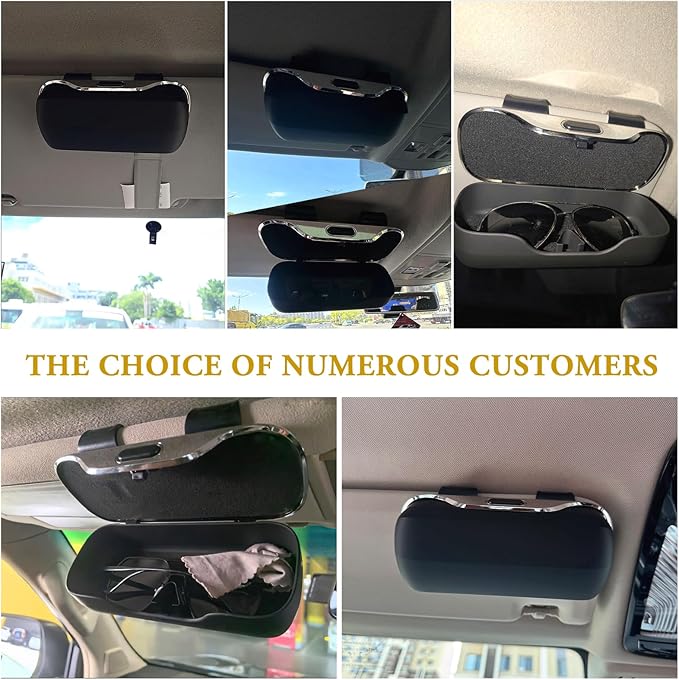 Sunglass Holder for Car Visor, Car Sunglass Holder Case (Beige) | Push-button visor sunglass holder，Full Wrap Dustproof Sunglass Case with Anti-Scratch Lining, Suitable for Trucks, Sedans - Image 5