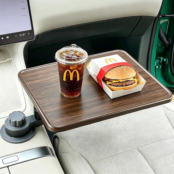 Wood Car Desk for Laptop, No Wobble Car Cup Holder Table | 360° Rotation,Damped swivel,Magnetic Lock,13 * 9.8 inch,Laptop Holder For Car,for Tesla & Most Vehicles by Unknown