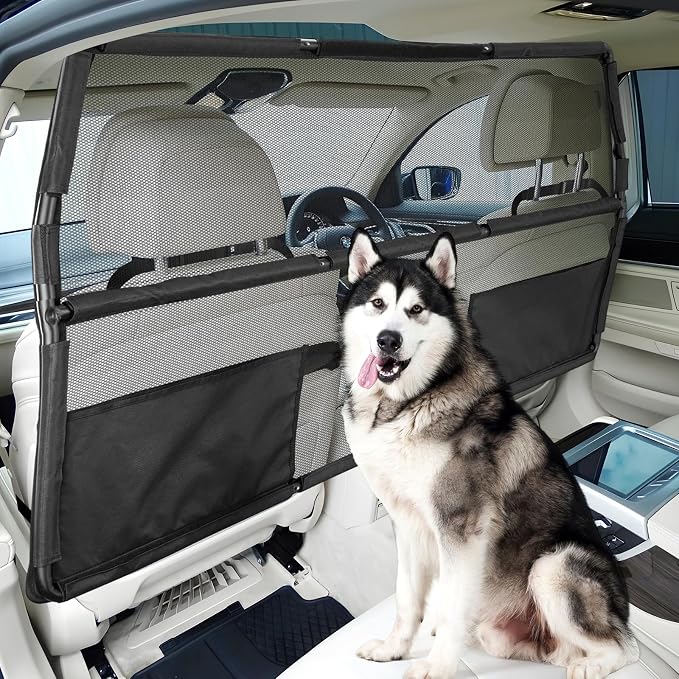 Dog Barrier for SUV Truck, 56" Car Divider Pet Gate by Feestars