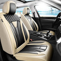 Fit bZ4X Premium Leather Car Seat Covers for Toyota bZ4X 2023-2025 2026 - Waterproof，Breathable，All-Weather Seat Cushion Protecto & Airbag Compatible, Full Set Beige&Black by Unknown