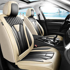 Fit bZ4X Premium Leather Car Seat Covers for Toyota bZ4X 2023-2025 2026 - Waterproof，Breathable，All-Weather Seat Cushion Protecto & Airbag Compatible, Full Set Beige&Black by Unknown