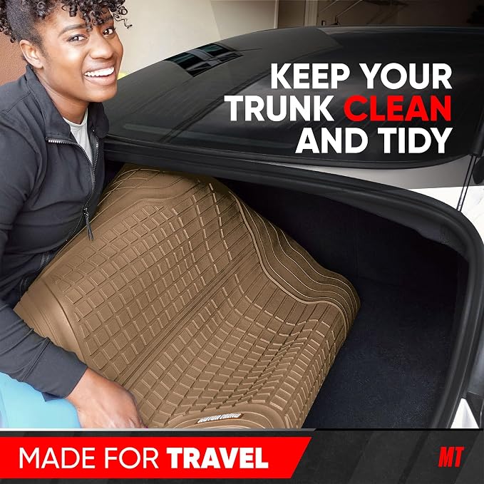 Motor Trend FlexTough Rear Cargo Mat – Heavy-Duty Trimmable Car Trunk Mat for Back of SUV, Universal Rear Cargo Liner for SUV, Flexible Trunk Liner, Automotive Floor Mats & Cargo Liners (Beige) - Image 7