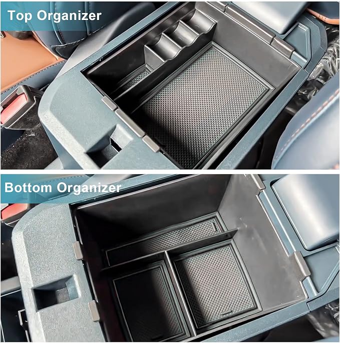 CDEFG for 2022-2026 Ford Maverick Center Console Organizer Tray Accessory | for 2022-2026 Maverick Armrest Trays Storage Box Coin Holder Maverick Truck Accessories, 2-Pack (Black Trim) - Image 2
