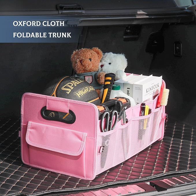 Car Trunk Organizer, Collapsible Car Organizers and Storage Large Pink | Sturdy, Strong Capacity, Clean Decor, Multi Compartment Container Box, Adjustable Car Accessories for SUV Sedan Truck - Image 8