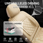 Fit Yaris Premium Leather Car Seat Covers for Toyota Yaris 2007-2019 2020 - Waterproof，Breathable，All-Weather Seat Cushion Protecto & Airbag Compatible, Full Set Beige - Image 2