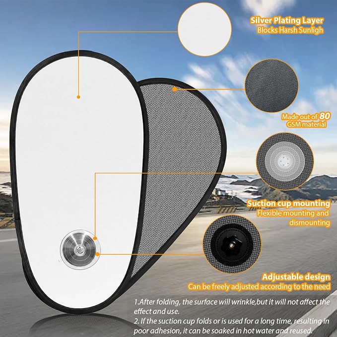 1 Pack Silver Coated Car Window Shades for Baby - Rotatable Sun Visor for Side Windows, UV Reflective Mesh Sun Blocker, Fits Front & Rear Windows, with Suction Cups - Image 3