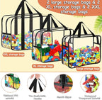 6 Packs Toy Storage Bags with Labels, Reusable Clear PVC Board Game Storage, Travel Waterproof Organizer Bags with Zipper Large Capacity (L, XL, XXL) - Image 3