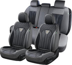 Leather Seat Covers, Seat Covers Full Set, Car Seat Protectors 5 Seats, Automotive Seat Covers Fit for Most Cars Trucks SUV- Gray&Black by FLORICH