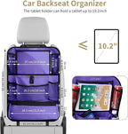 LUCMO Car Backseat Organizer with Touch Screen Tablet Holder, Dark Purple | 2 Pcs,9 Storage Pockets,Clear Tablet Holder,Protectors Kick Mats,Travel Accessories,Seat Cover,Road Trip Essentials - Image 6