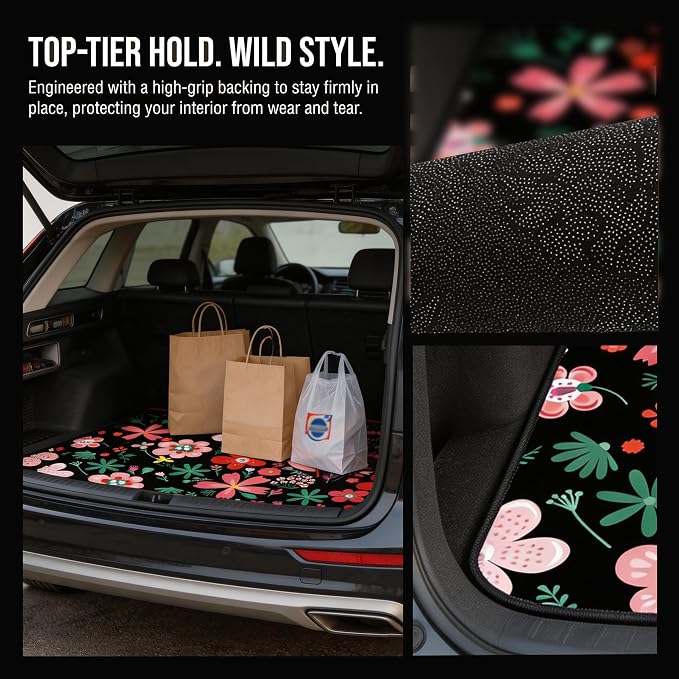 Universal Car Trunk Mat 29" x 39",Multicolor Floral,Butterfly Etc,Anti-Slip Easy to Clean, Trunk Protective Mat, Sporty Vehicle Interior Accessories Suitable for Most Car Models. - Image 3