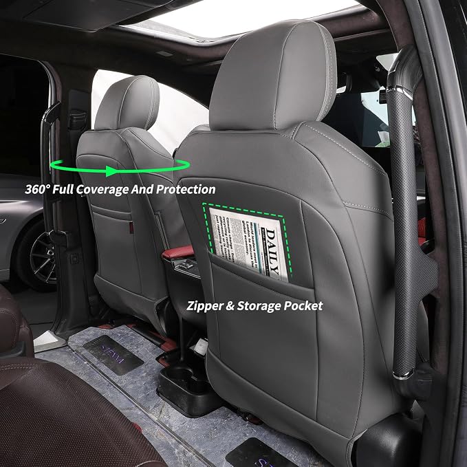 Full Set Car Seat Covers for Honda Odyssey 2005-2010,8-Seater,Faux Leather | for EX,EX-L,Touring,2nd Row 40/20/40 Split Seat,Waterproof Seat Protector,Fit Like A Glove(Gray) - Image 5
