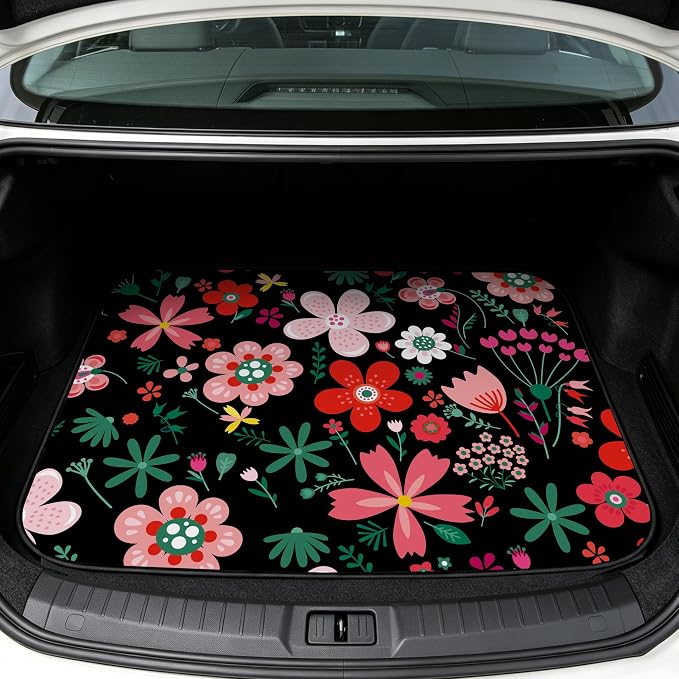 Universal Car Trunk Mat 29" x 39",Multicolor Floral,Butterfly Etc,Anti-Slip Easy to Clean, Trunk Protective Mat, Sporty Vehicle Interior Accessories Suitable for Most Car Models. - Image 9