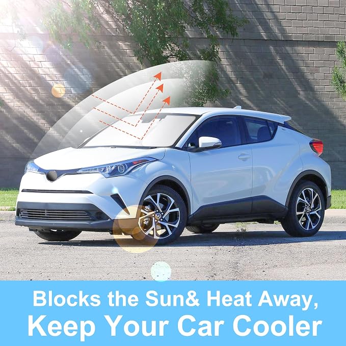 Windshield Sun Shade for for 2018-2023 Toyota CHR Accessories | Full covered, Foldable & Durable, Block UV Rays, Reduce Heat, Easy to install, Keep Car Cooler - Image 6