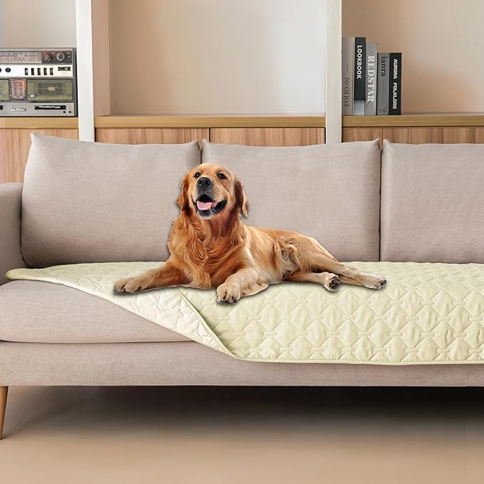 gogobunny Waterproof Pet Couch Cover, Dog Blanket, Furniture Protector | Breathable, Reversible Design, Easy Hair Removal, Lightweight Sofa Covers for Medium Dogs 30x80 Inch Dark/Light Cream by gogobunny