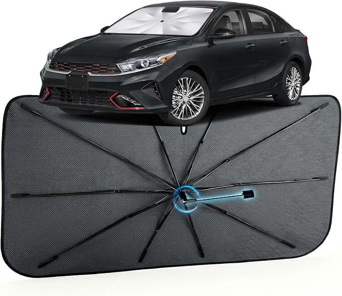 Car Windshield Sun Shade Umbrella for Kia Forte 2019-2026, 1:1 Fit Sunshade | [Reflective Coated Fabric] Car Shades Sun Visor Keep Car Cool and Protects Interior, Sunshade Umbrella for Front Window by MakeLifeBetter