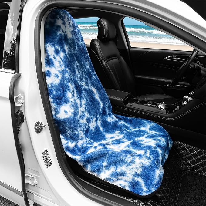 Waterproof Sweating Car Seat Cover for Post Gym Workout, Running, Swimming, Beach and Hiking, Universal Fit Non-Slip Bucket Seat Protector for Cars SUV Trucks, Machine Washable (Tie-Dye Blue) - Image 6