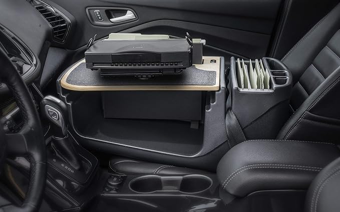 AutoExec AE-FMEF-PI-PS-11M Efficiency FileMaster Car Desk for Your Vehicle Workstation and Mobile Office, Natural with 400 watt Power Inverter and Printer Stand | Vehicle Workstation, Mobile Office, 400 Watt Power Inverter, Printer Stand - Image 2