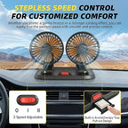 24V Dual Head Car Fan for SUV Truck RV, 2-Speed 360° Rotate | Cigarette Lighter Powered，Dual-head independent 360° rotation，2-speed turbo airflow，24V universal compatibility - Image 8