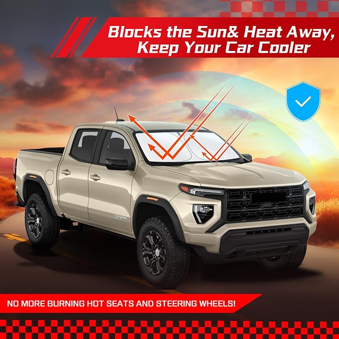 ARISMOTOR Windshield Sun Shade for GMC Canyon 2023-2026 | Custom Fit, Foldable, Front Window Sunshade Sun Visor Protector, Block UV Rays, Keep Car Cooler - Image 7