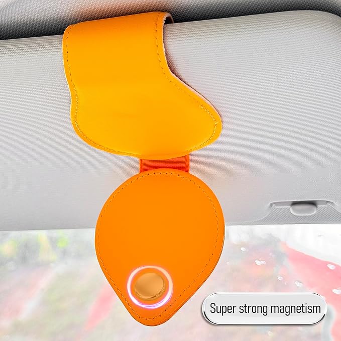 American Flag - Car Sunglass Holder, Magnetic Leather Eyeglass Hanger Mount Clip Holder for Car Visor Accessories (Yellow) | Magnetic Leather - Image 5