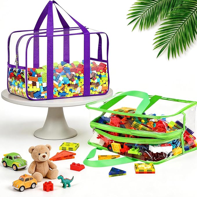 6 Color XXL Toy Storage Bags 16.5×11.8×6.8In with Labels, Large Capacity Reusable Clear PVC Storage Bags, Travel Waterproof Organizer Bags with Double Zipper - Image 4