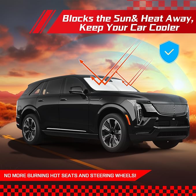 ARISMOTOR Windshield Sun Shade for Cadillac Escalade IQ IQL 2025-2026 2027 | Custom Fit, Foldable Front Window Sunshade Sun Visor Protector, Block UV Rays, Keep Car Cooler - Image 7
