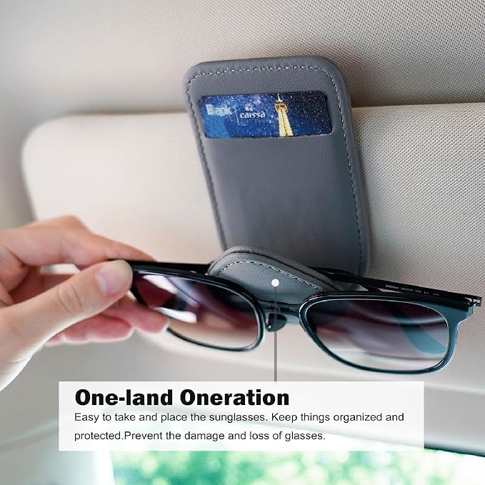 Visor Card Holder for Car Visor, 2 Card Slots Visor Glasses Clip, Strong Magnetic Visor Holder, Visor Accessories for Cars SUV(Gray1Pcs) - Image 2