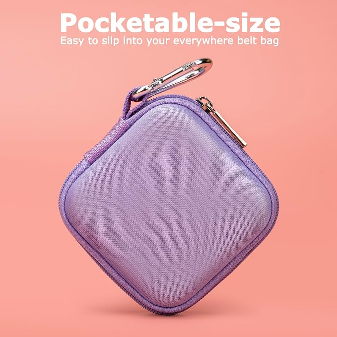 Ginsco Mini-Portable Hard Shell Square Earbuds Case for Apple EarPods/Samsung Galaxy Wired/Wireless Earbuds, Cell Phone Accessories Organizer with Carabiner for Earphones - Image 3