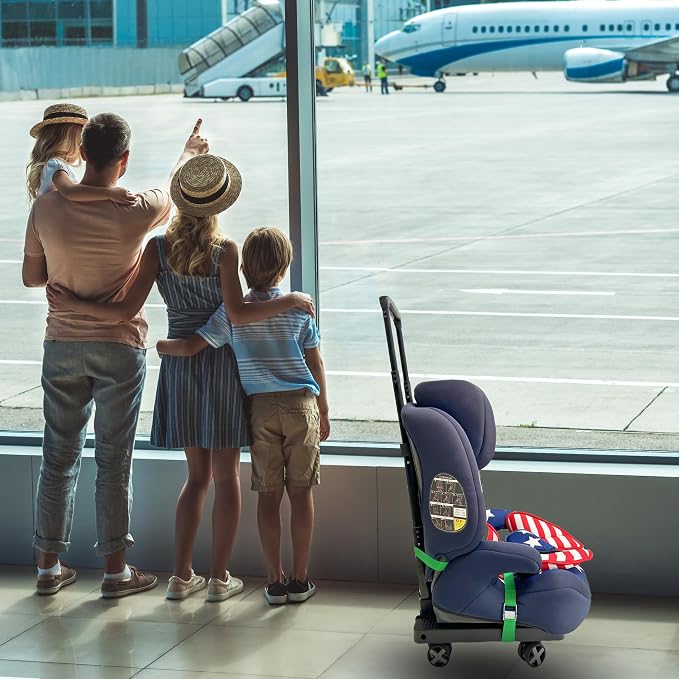 Car Seat Dolly for Airport, Green | CarSeat Roller Cart Wheels for Airplane,Car Seat Travel Cart Carrier with Straps,Foldable Luggage Trolley Hand Truck - Image 7