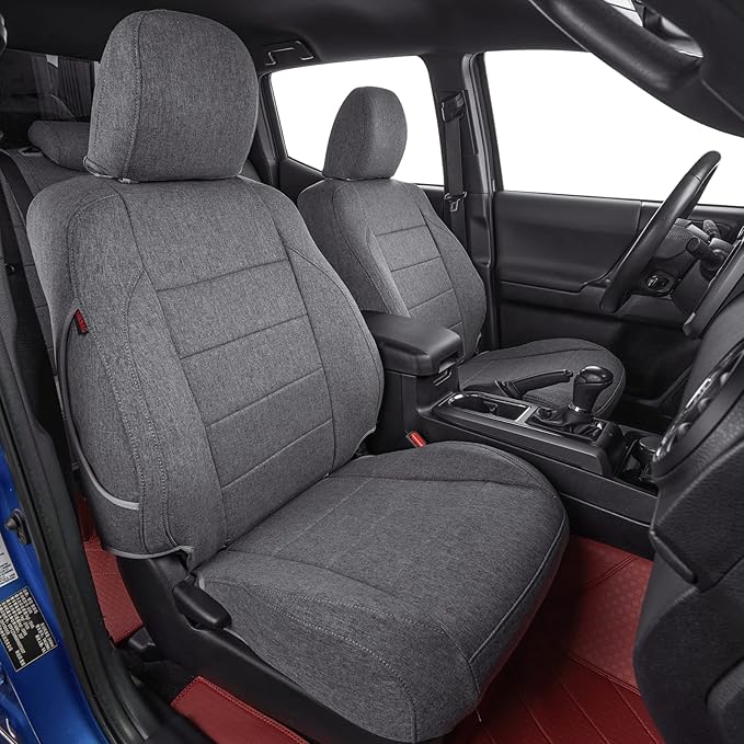 Front Seat Covers Custom Fit for Toyota Tacoma 2016 2017 2018 2019 2020 2021 2022 2023 SR SR5 TRD Series,Limited Pickup Truck,Breathable Seat Protector,Fit Like A Glove (Gray,2-Pack Only) by Coverdream