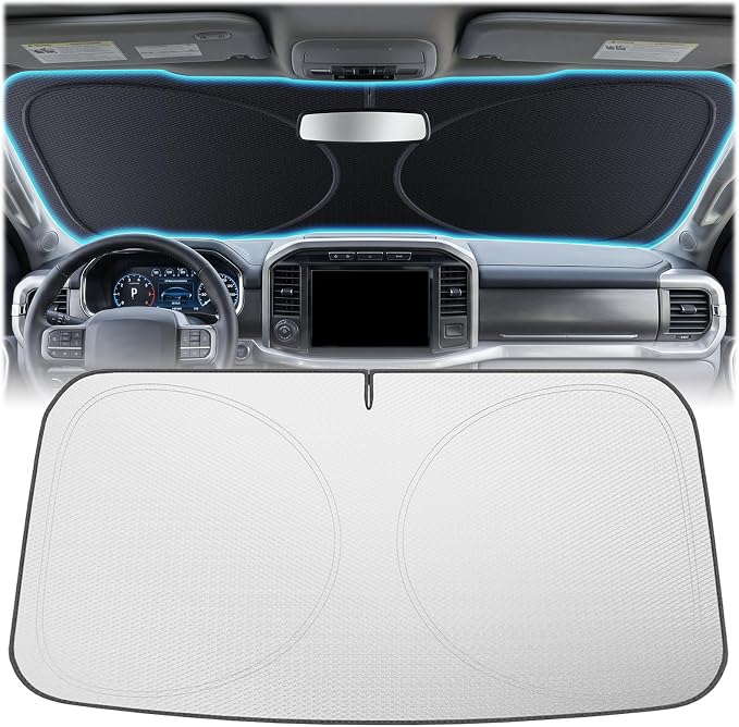 Windshield Sun Shade for Toyota Sienna & Ford Transit, XL(69"x 38") | Super Heat Insulation, 99.9% Sun Protection, Foldable Sunshade with Storage Bag, Car Accessories for Summer by Unknown