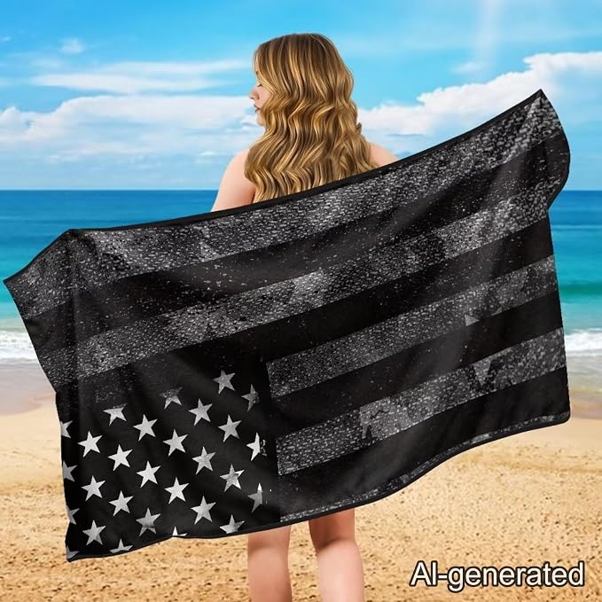 Black American Flag Car Towel Seat Cover Breathable Soft Car Seat Cover Protector with Storage Bag Easy to Store Universal Fit for Most Vehicles - Image 4