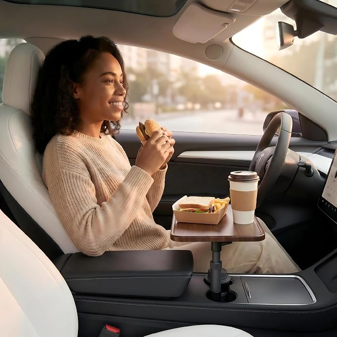 Car Desk for Laptop, Car Table & Car Tray with 360° Rotating Cup Holder, Adjustable Height Car Food Tray, As Car Table Tray or Car Seat Tray, Compatible with Tesla Model 3/Y/S, Ford/Most Vehicles - Image 8