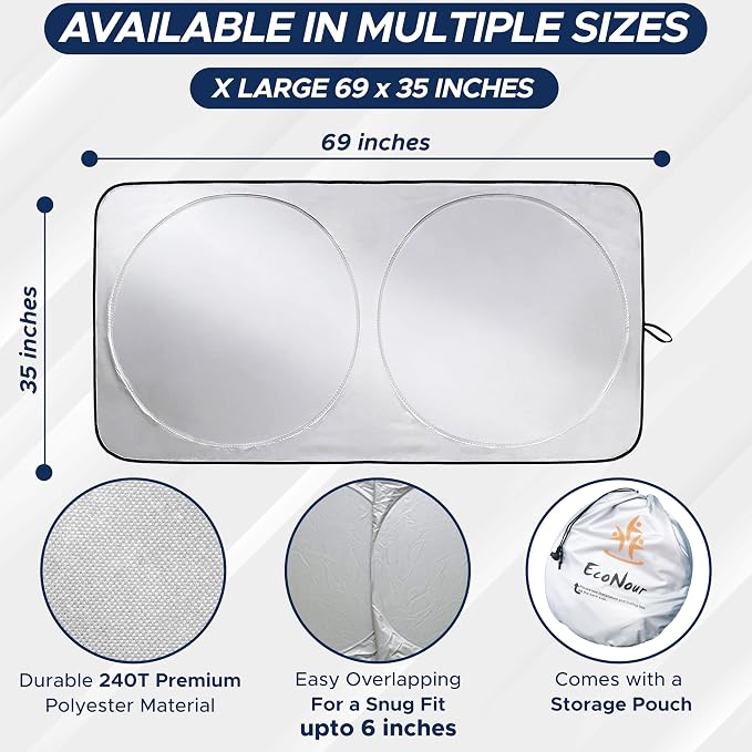 EcoNour Truck Windshield Sun Shade, Sun Shield Protects Dashboard and Seats - Image 7